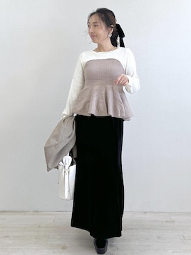 「アイテム（ヘアアクセサリー）」を使った、yukaさん（レディース・152cm・40代）の秋コーディネート