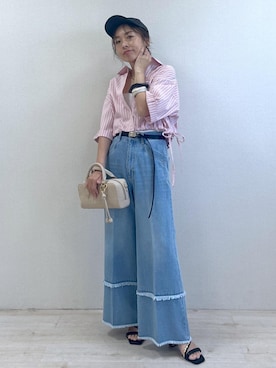 「初夏コーデ」｜「アイテム（キャップ、グレー系）」を使った、yukaさん（レディース・152cm）の夏コーディネート
