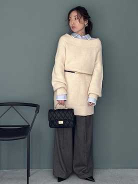 「アイテム（ヘアアクセサリー）」を使った、yukaさん（レディース・152cm）の秋コーディネート