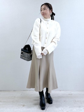 「アイテム（バレッタ/ヘアクリップ）」を使った、yukaさん（レディース・152cm）の秋コーディネート