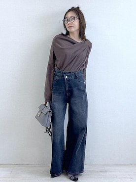 「アイテム（ショルダーバッグ）」を使った、yukaさん（レディース・152cm・40代）の秋コーディネート