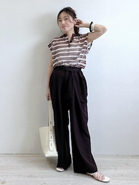 「Juze（ジュゼ）のラインストーンサンダル/2WAY（サンダル、ホワイト系）」を使った、yukaさん（レディース・152cm）の春コーディネート