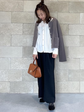 「アイテム（ノーカラージャケット）」を使った、yukaさん（レディース・152cm・40代）の秋コーディネート