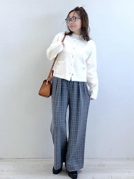 「アイテム（ノーカラージャケット）」を使った、yukaさん（レディース・152cm・40代）の秋コーディネート