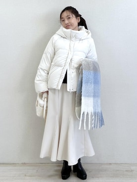 「アイテム（バレッタ/ヘアクリップ）」を使った、yukaさん（レディース・152cm）の冬コーディネート