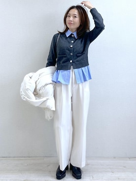 「アイテム（スラックス）」を使った、yukaさん（レディース・152cm・40代）の秋コーディネート