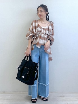 「アイテム（ヘアアクセサリー）」を使った、yukaさん（レディース・152cm・40代）の夏コーディネート