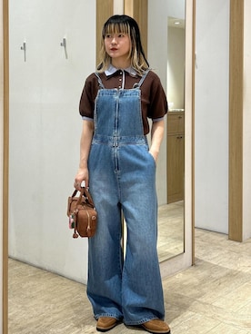 「アイテム（オールインワン・サロペット）」を使った、yuさん（レディース・157cm）の秋コーディネート