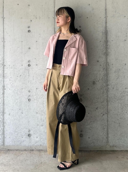 Chocomoo】VIS別注バック刺繍クロップドハーフスリーブシャツ