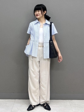 「VIS（ビス）のアイテム（パンツ）」を使った、yuさん（レディース・157cm）の夏コーディネート
