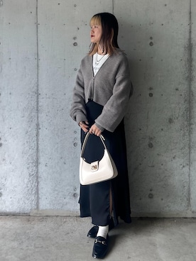 「ロング」｜「アイテム（ローファー）」を使った、yuさん（レディース・157cm）の冬コーディネート