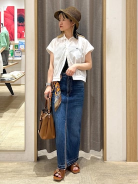 「アイテム（バンダナ/スカーフ）」を使った、yuさん（レディース・157cm・20代）の夏コーディネート