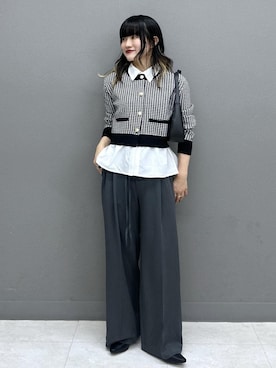 「VIS（ビス）の【180℃美人見え】ハンドルリボンワンショルダーバッグ（ショルダーバッグ、ブラック系）」を使った、yuさん（レディース・157cm）の秋コーディネート