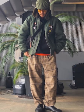 「KANGOL（カンゴール）のアイテム（帽子）」を使った、dsk1005さん（メンズ・172cm）の春コーディネート