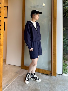 「OUTDOOR PRODUCTS Usual Things（アウトドアプロダクツユージュアルシングス）の≪追加≫DOWNTOWN GIRL CAP（キャップ）」を使った、OUTDOOR PRODUCTS海老名店さん（レディース・162cm）の夏コーディネート