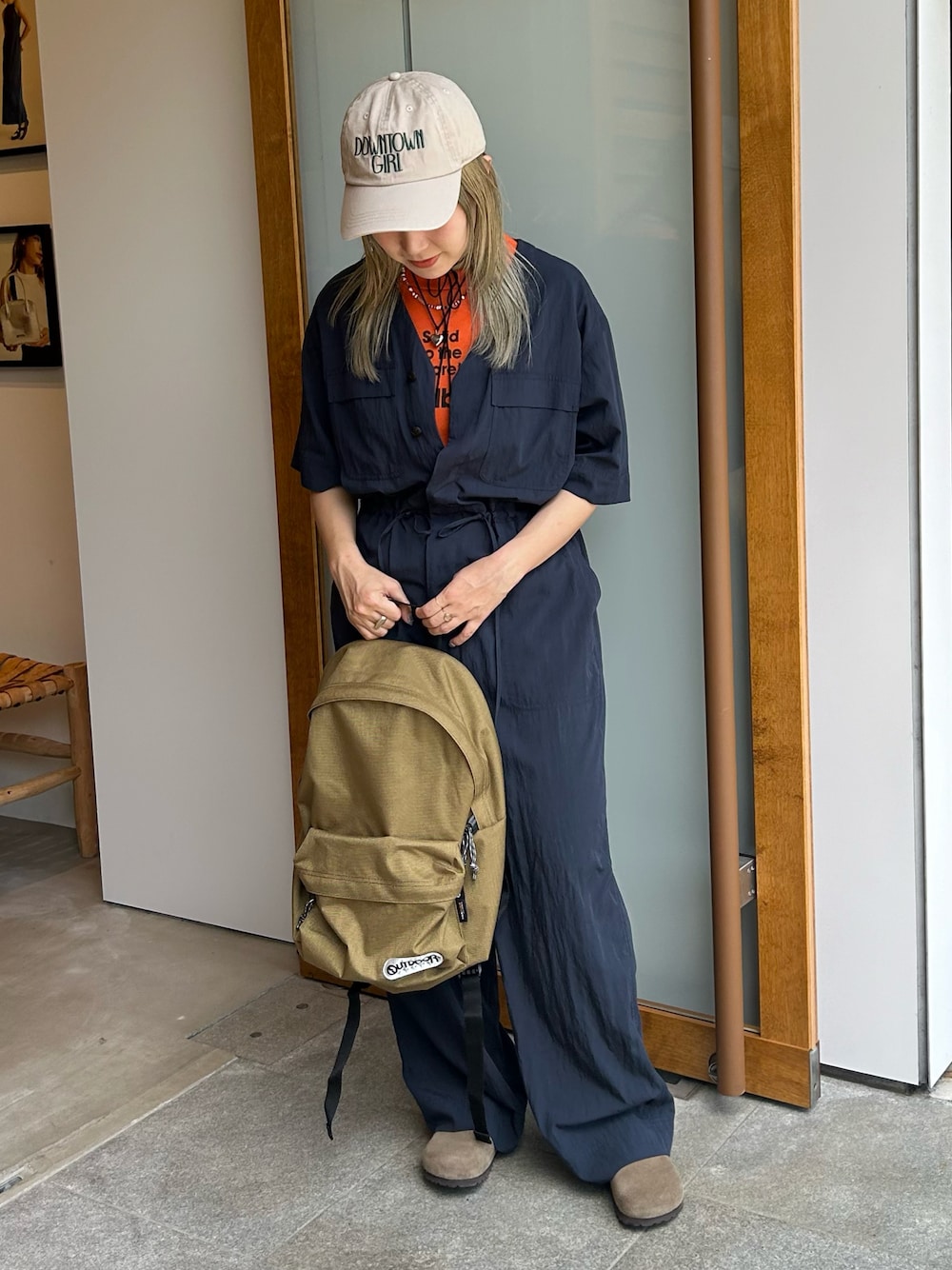 OUTDOOR PRODUCTS ダブルポケットVネックオールインワン