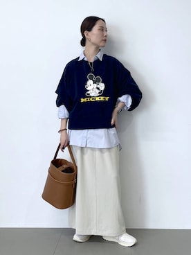 「VELETTO（ベレット）のBARNYARDSTORM / 【VELETTO / ヴェレット】/ バックルバッグ（ハンドバッグ）」を使った、shimomuさん（レディース・158cm）の秋コーディネート