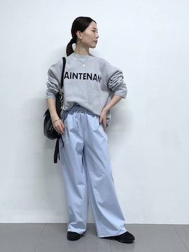 「ウエストゴム」｜「アイテム（アクセサリー）」を使った、shimomuさん（レディース・158cm）の冬コーディネート