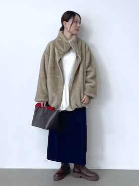 「BARNYARDSTORM（バンヤードストーム）のBARNYARDSTORM / ミンクライクコート（ブルゾン）」を使った、shimomuさん（レディース・158cm）の秋コーディネート