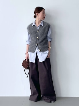 「アイテム（チノパンツ）」を使った、shimomuさん（レディース・158cm）の秋コーディネート
