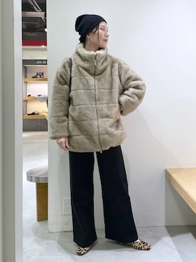 「アイテム（ニットキャップ/ビーニー）」を使った、shimomuさん（レディース・158cm・20代）の秋コーディネート