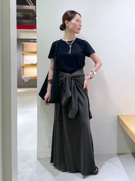 「アイテム（バングル/リストバンド）」を使った、shimomuさん（レディース・158cm）の夏コーディネート