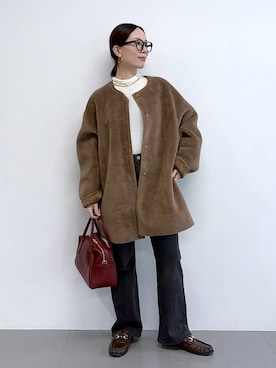 「BARNYARDSTORM（バンヤードストーム）のBARNYARDSTORM / ライトカットタートル / マシンウォッシャブル 【「i.style closet」ご紹介アイテム】（Tシャツ/カットソー、ホワイト系）」を使った、shimomuさん（レディース）の秋コーディネート