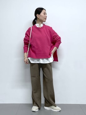 「アイテム（バングル/リストバンド）」を使った、shimomuさん（レディース・158cm）の冬コーディネート