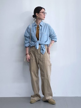 「アイテム（サスペンダー）」を使った、shimomuさん（レディース・158cm）の秋コーディネート