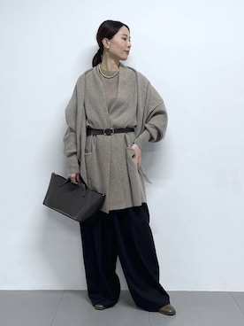 「アイテム（ストール/ショール）」を使った、shimomuさん（レディース・158cm）の秋コーディネート