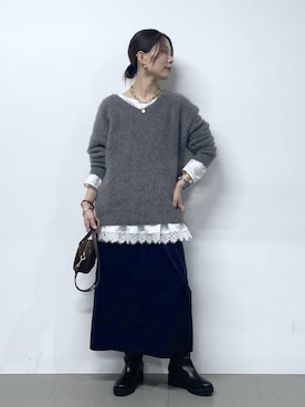 「BARNYARDSTORM（バンヤードストーム）のBARNYARDSTORM / 裾フリルブラウス / ハンドウォッシャブル 【YouTube「i.style closet」紹介アイテム】（シャツ/ブラウス）」を使った、shimomuさん（レディース・158cm）の秋コーディネート