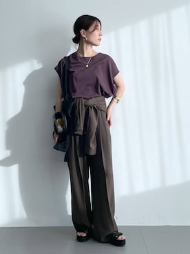 「Mazell（マゼル）のMazell / 厚底ベルクロサンダル（サンダル）」を使った、shimomuさん（レディース・158cm・20代）の夏コーディネート