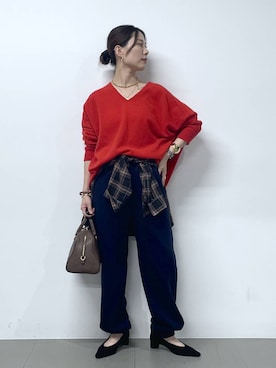 「アイテム（バングル/リストバンド）」を使った、shimomuさん（レディース・158cm・20代）の秋コーディネート