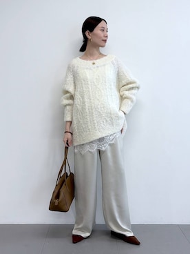 「VELETTO（ベレット）のBARNYARDSTORM / VELETTO(ヴェレット) / スクエアボストンBAG【別注】【「i.style closet」ご紹介アイテム】（ボストンバッグ、イエロー系）」を使った、shimomuさん（レディース）の秋コーディネート