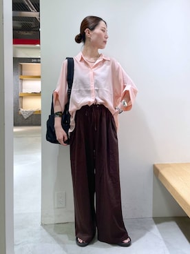 「BARNYARDSTORM（バンヤードストーム）のBARNYARDSTORM / ワイドシルエットポプリンシャツ / ハンドウォッシャブル 【JAPAN FABRIC】【『ネルソンさん』YouTubeご紹介アイテム】（シャツ/ブラウス）」を使った、shimomuさん（レディース・158cm・20代）の夏コーディネート