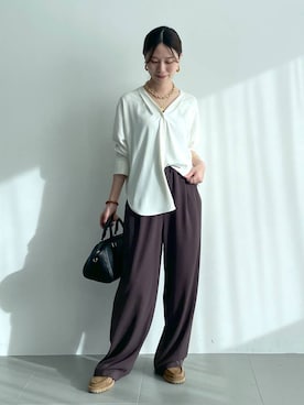 「アイテム（ピアス（両耳用））」を使った、shimomuさん（レディース・158cm・20代）の秋コーディネート