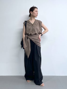 「アイテム（シューズ、イエロー系）」を使った、shimomuさん（レディース・158cm）の春コーディネート