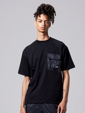 「TAION（タイオン）の【TAION(タイオン)】〈ユニセックス〉ノンダウン マウンテン フラップポケット Tシャツ（Tシャツ/カットソー、ブラック系）」を使った、TAION OFFICIALさん（レディース・169cm）の夏コーディネート
