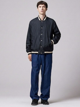 「TAION（タイオン）の【TAION(タイオン)】〈ユニセックス〉ノンダウン ベーシック リバーシブル スタジアムジャケット（スタジャン、ブラック系）」を使った、TAION OFFICIALさん（レディース・169cm）の夏コーディネート