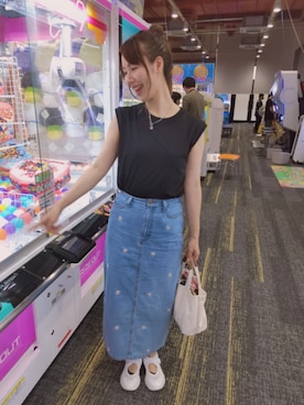 「しまむら（シマムラ）のアイテム（デニムスカート）」を使った、yukoさん（レディース・163cm）の夏コーディネート