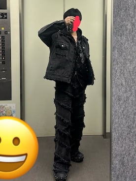 「アイテム（デニムジャケット）」を使った、　r(いいね、保存ありがとうございます)さん（メンズ・171cm・20代）の冬コーディネート