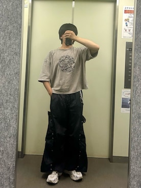 「GRANCY（グランシー）の【GRANCY】Graphic Design Reversible T-shirt / グラフィックデザインリバーシブルTシャツ（Tシャツ/カットソー）」を使った、　r(いいね、保存ありがとうございます)さん（メンズ・171cm・10代）の夏コーディネート
