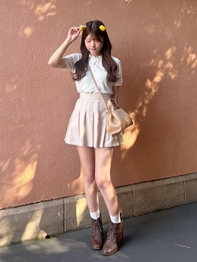 「アイテム（ポロシャツ）」を使った、sakiさん（レディース・167cm）の夏コーディネート