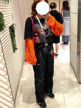 「アイテム（その他トップス、オレンジ系）」を使った、mayuneazuさん（レディース・156cm）の秋コーディネート