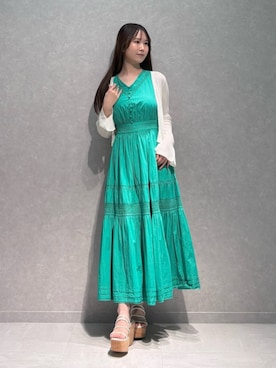 「MERCURYDUO（マーキュリーデュオ）のクリアベルトウェッジサンダル（サンダル、その他）」を使った、NANAさん（レディース・155cm）の夏コーディネート