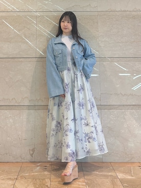 「MERCURYDUO（マーキュリーデュオ）のアイテム（デニムジャケット）」を使った、NANAさん（レディース・155cm）の春コーディネート