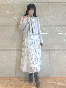 「MERCURYDUO（マーキュリーデュオ）のアイテム（ライダースジャケット）」を使った、NANAさん（レディース・155cm）の秋コーディネート