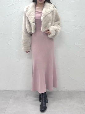 「アイテム（その他アウター、ホワイト系）」を使った、NANAさん（レディース・155cm）の冬コーディネート