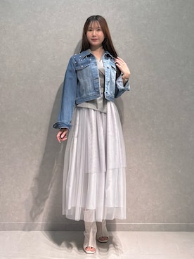 「MERCURYDUO（マーキュリーデュオ）のジャケットドッキングワンピース（ワンピース、グレー系）」を使った、NANAさん（レディース・155cm）の春コーディネート