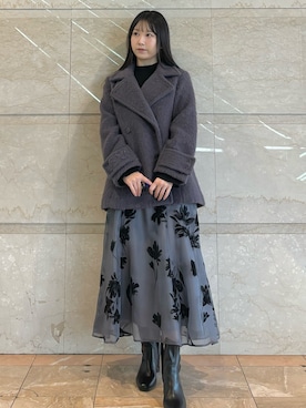 「MERCURYDUO（マーキュリーデュオ）のアイテム（その他アウター）」を使った、NANAさん（レディース・155cm）の冬コーディネート